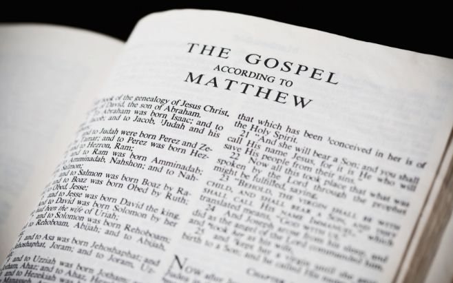 Bible open to book of Matthew